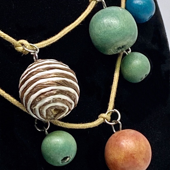 Artisan Necklace of Colorful Wooden Beads & Twine - Picture 4 of 6